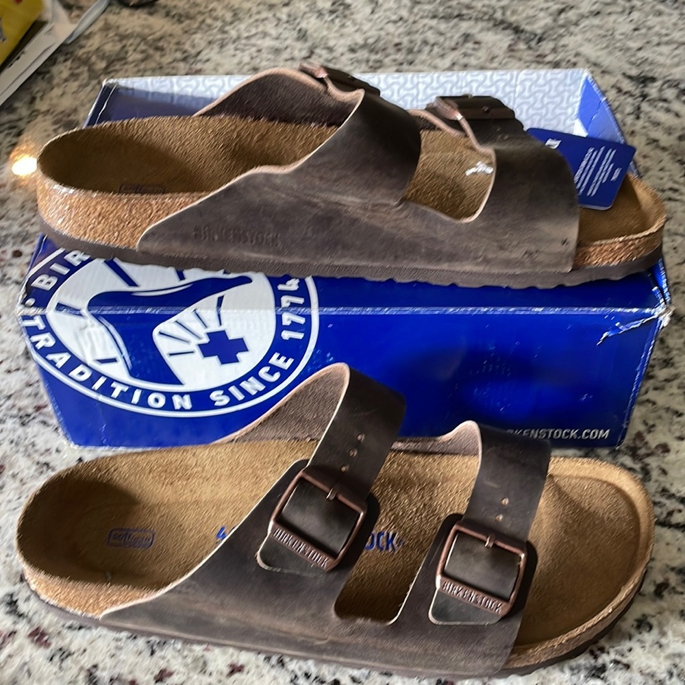 Birkenstock Men's Brown Two-Strap Arizona Sandals